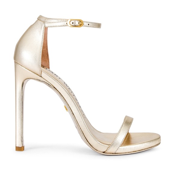 Stuart Weitzman Nudist  Gold High Heel Sandals - Picture 1 of 9